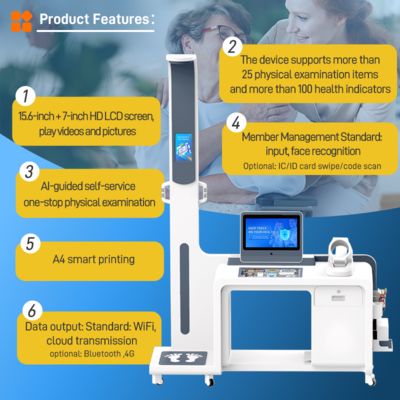 SH-T17 fornitura di fabbrica Smart Health Checkup Chiosco attrezzature diagnostiche mediche con analizzatore del corpo